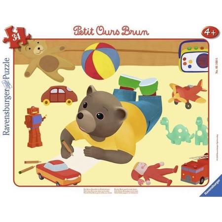 RAVENSBURGER Kaderpuzzel 30-48 p - Kleine bruine beer speelt in zijn kamer