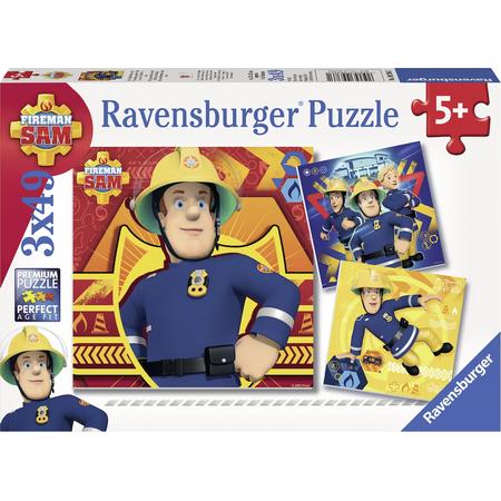 Ravensburger Brandweerman Sam. Bij gevaar Sam roepen- Drie puzzels van 49 stukjes - kinderpuzzel