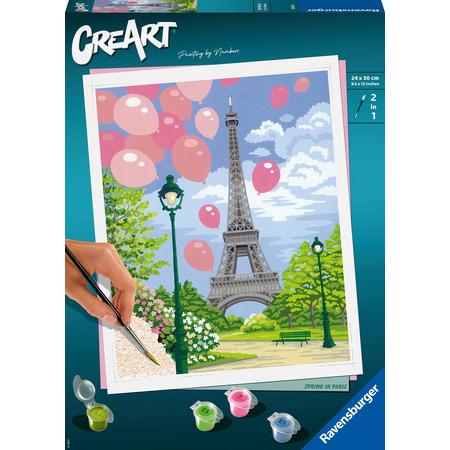 Ravensburger CreArt Spring in Paris - Schilderen op nummer voor volwassenen - Hobbypakket