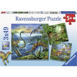   Dinosauriërs- Drie puzzels van 49 stukjes - kinderpuzzel