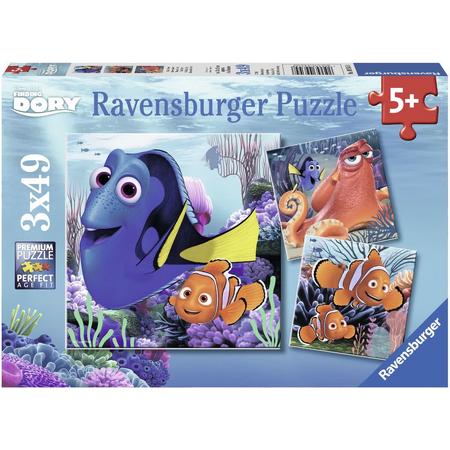 Ravensburger Disney Finding Dory. Vind Dory- Drie puzzels van 49 stukjes - kinderpuzzel