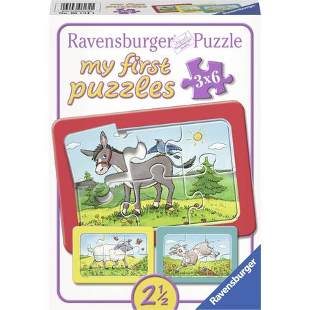 Ravensburger Ezel, schaap en geit- My First puzzels -3x6 stukjes - kinderpuzzel