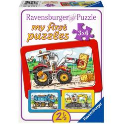  Graafmachine, tractor en kiepauto- My First puzzels -3x6 stukjes - kinderpuzzel