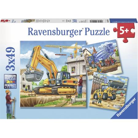 Ravensburger Grote bouwvoertuigen- Drie puzzels van 49 stukjes - kinderpuzzel