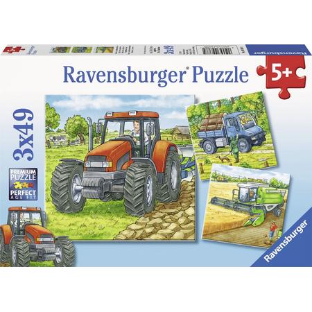 Ravensburger Grote landbouwmachines - Drie puzzels van 49 stukjes