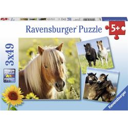 Ravensburger Schattige ponys- Drie puzzels van 49 stukjes - kinderpuzzel