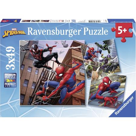 Ravensburger Spiderman in actie - Drie puzzels van 49 stukjes - kinderpuzzel