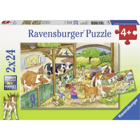 Ravensburger Vrolijk boerderijleven- Twee puzzels van 24 stukjes - kinderpuzzel
