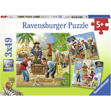 Ravensburger puzzel Avonturen op zee - Drie puzzels van 49 stukjes - kinderpuzzel