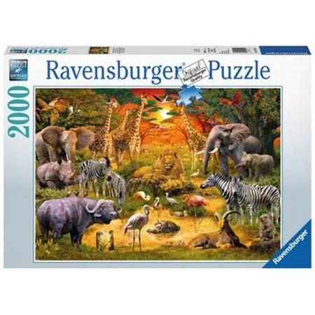 Ravensburger puzzel Bijeenkomst bij de waterplaats - Legpuzzel - 2000 stukjes
