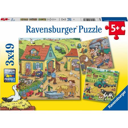 Ravensburger puzzel Boerderij - Drie puzzels - 49 stukjes - kinderpuzzel