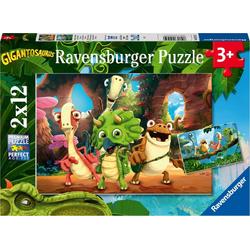 Ravensburger puzzel De kleine dino-bende - 2 x 12 stukjes - kinderpuzzel