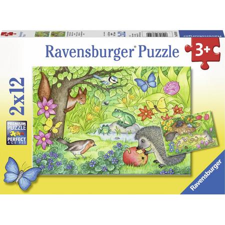 Ravensburger puzzel Dieren in onze tuin - Twee puzzels van 12 stukjes - kinderpuzzel
