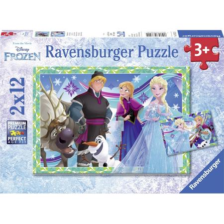Ravensburger puzzel Disney Frozen Plezier in de winter - Twee puzzels - 12 stukjes - kinderpuzzel