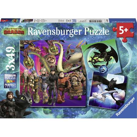 Ravensburger puzzel Dragons 3 - Drie puzzels - 49 stukjes - kinderpuzzel