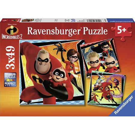 Ravensburger puzzel Incredibles 2 - Drie puzzels - 49 stukjes - kinderpuzzel