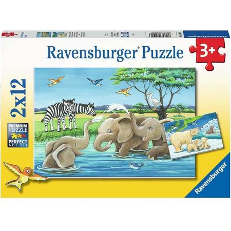 Ravensburger puzzel Jonge dieren uit de hele wereld - 2 x 12 stukjes