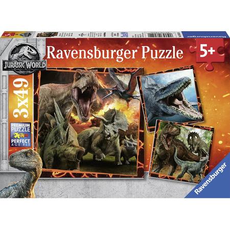 Ravensburger puzzel Jurassic World Fallen Kingdom - Drie puzzels - 49 stukjes - kinderpuzzel