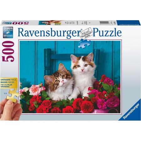 Ravensburger puzzel Katjes en Rozen - Legpuzzel - 500 stukjes