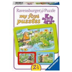   puzzel Kleine dieren in de tuin - Legpuzzel - 3x6 stukjes