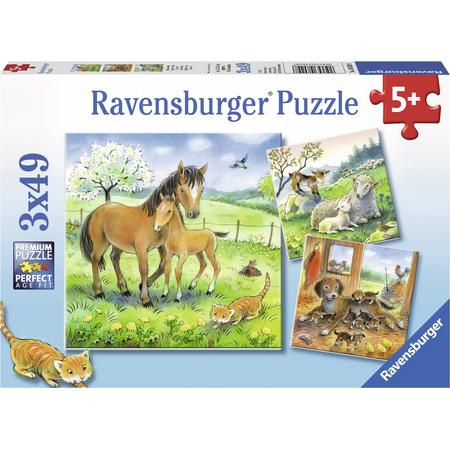 Ravensburger puzzel Knuffeltijd - Drie puzzels van 49 stukjes - kinderpuzzel