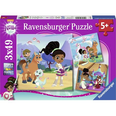 Ravensburger puzzel Nella the princess Knight - Drie puzzels - 49 stukjes - kinderpuzzel
