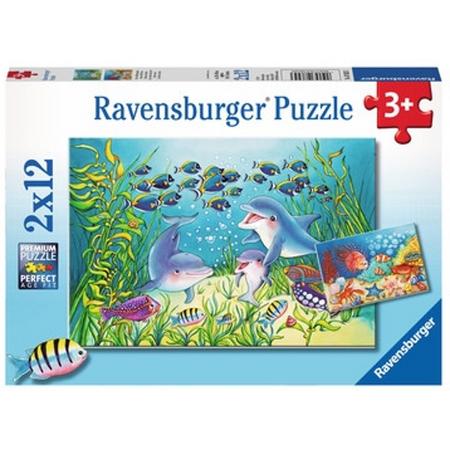Ravensburger puzzel Op de bodem van de zee - Twee puzzels - 12 stukjes - kinderpuzzel