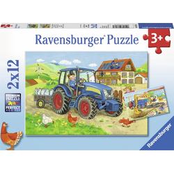   puzzel Op de bouwplaats en boerderij - Twee puzzels - 12 stukjes - kinderpuzzel