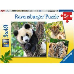   puzzel Panda, tijger en leeuw - Legpuzzel - 3x49 stukjes