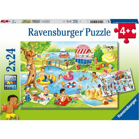 Ravensburger puzzel Plezier aan het meer - Twee puzzels - 24 stukjes - kinderpuzzel