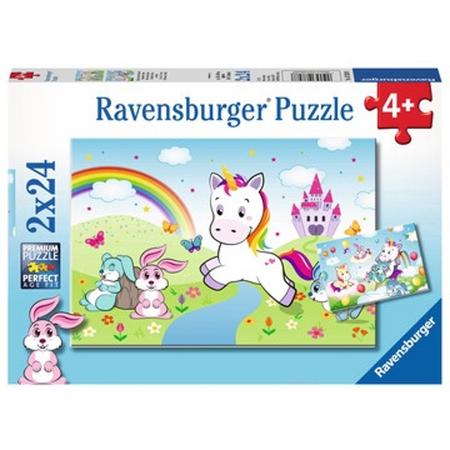 Ravensburger puzzel Sprookjesachtige eenhoorn - Twee puzzels - 24 stukjes - kinderpuzzel