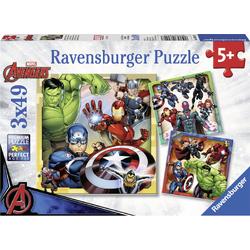   puzzel The Avengers - Drie puzzels - 49 stukjes - kinderpuzzel