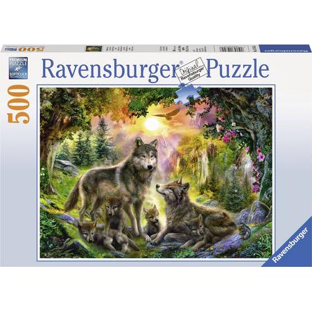 Ravensburger puzzel Wolvenfamilie in het zonlicht - Legpuzzel - 500 stukjes