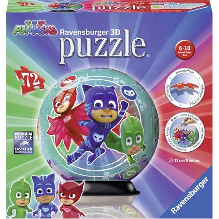 Ravensburger puzzleball PJ Masks lichtblauw - 3D Puzzel - 72 stukjes