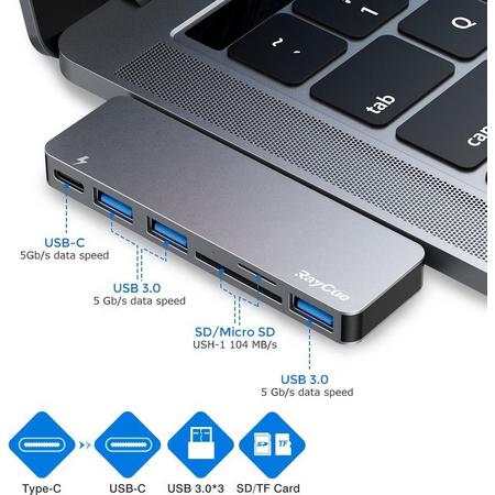 USB-C adapter voor MacBook / USB C Hub met Thunderbolt 3  / USB-C Adapter Pro / Hub macbook / Hub adapter / USB-C Charging port / USB 3.0