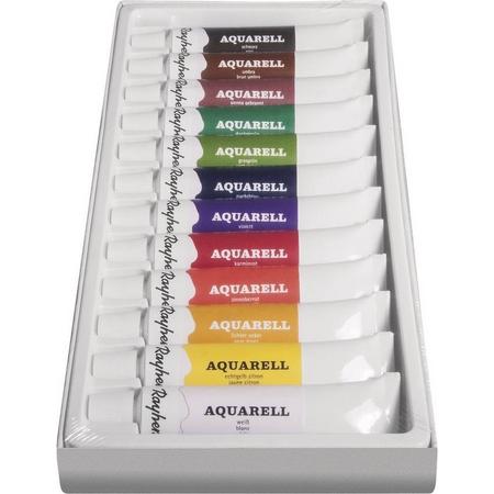 Aquarelverf/waterverf schilder setje 12 kleuren tubes 12 ml - Hobby/knutselmateriaal creatief