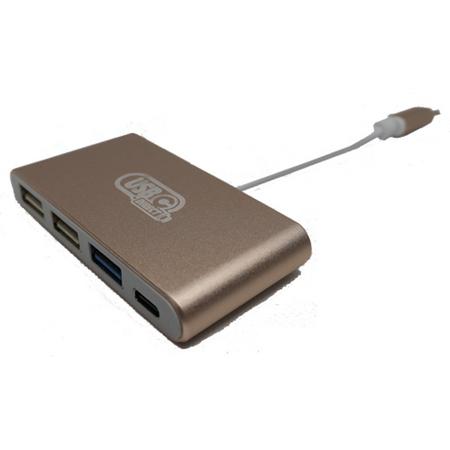 USB C adapter met 4 aansluitingen (goud)