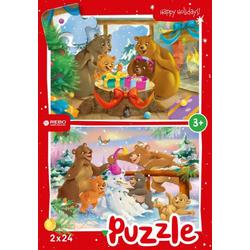   legpuzzel 2x24 stukjes - Christmas bears