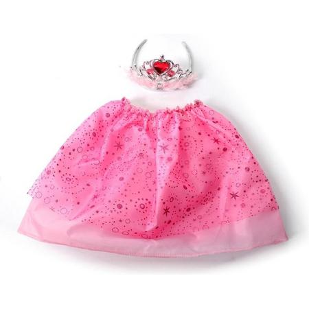 Ballerina verkleedset met kroontje - Roze