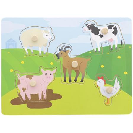 Houten puzzel boerderij dieren - Multicolor - 5-delig