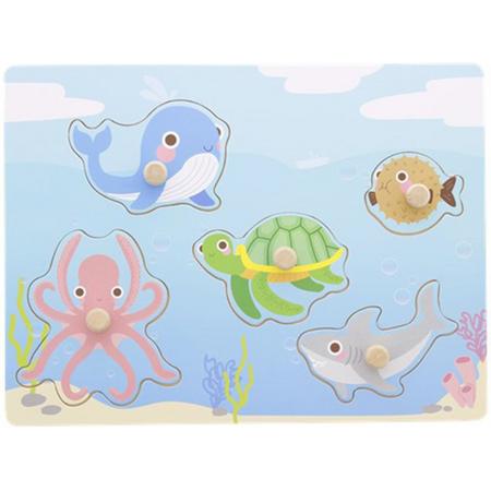 Houten puzzel zeedieren - Multicolor - 5-delig