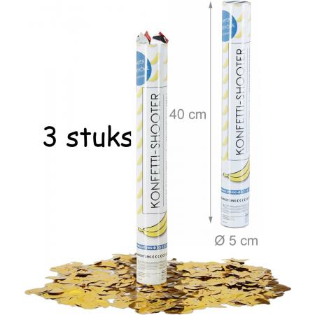Confetti Kanon XL  40 cm - Bananen - metallic confetti shooter - party popper – 3 Stuks
