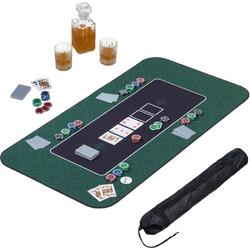 Relaxdays pokerkleed - 120 x 60 cm - pokermat - Texas Holdem - speelkleed - antislip - groen