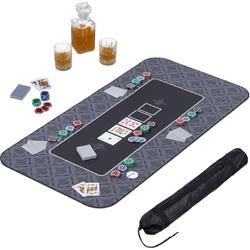 Relaxdays pokerkleed - 120 x 60 cm - pokermat - Texas Holdem - speelkleed - antislip - zwart