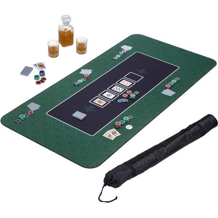 Relaxdays pokerkleed - 180 x 90 cm - pokermat - Texas Holdem - kaartkleed - antislip - groen