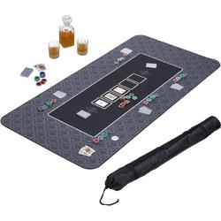 Relaxdays pokerkleed - 180 x 90 cm - pokermat - Texas Holdem - kaartkleed - antislip - zwart