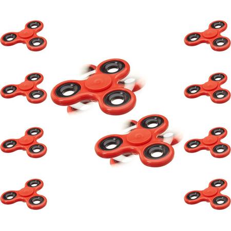 relaxdays 10 x Fidget Spinner in rood - hand spinner - hoge kwaliteit - tri-bar - 10 stuks
