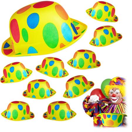 relaxdays 10 x hoed clown - feesthoed - clownshoed - gestipt - verkleedhoed bolhoed