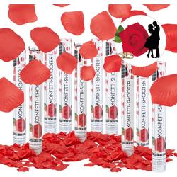 relaxdays 10er set confetti kanon rozenblaadjes rood - partypopper - shooter - bruiloft