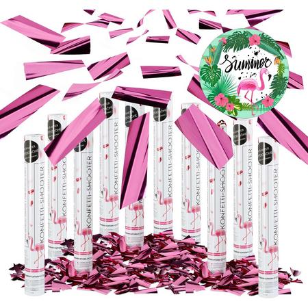 relaxdays 10x confetti kanon roze geboorte - party popper 40 cm - shooter - confettitube
